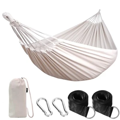 Imagen de Anyoo Hamaca al Aire Libre, portátil de Lona, Ligera, con Correas respetuosas los árboles, Bolsa Transporte, jardín, balcón, Patio, Playa, Senderismo