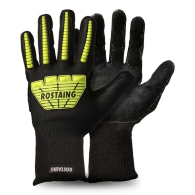 Imagen de ROSTAING Guantes RESCUEPRO Par de astillero para grandes trabajos intensivos con refuerzos amarillo neón actividades bricolaje anticorte