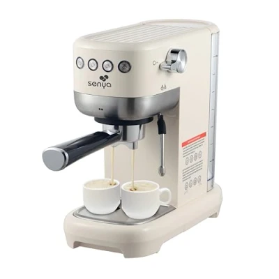 Imagen de Senya cafetera Tasty Coffee Crema 20 bares, espresso y capuchino 1300W, Thermoblock, espumador de leche, apagado automático, SYBF CM006C