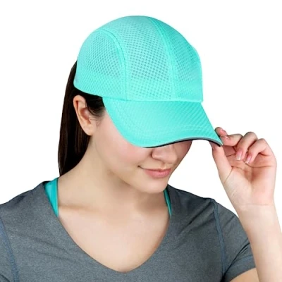 Imagen de TrailHeads Race Day Performance Gorro de correr para mujer, ligero, secado rápido, Verde Espuma mar, Talla única
