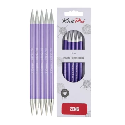 Imagen de KnitPro Agujas de Tejer Zing, Doble, Aluminio, Multicolor, 15 cm x 7,00 mm, Juegos Cinco