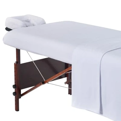 Imagen de Master Massage Juego de 3 paños franela para cama masaje algodón, color blanco