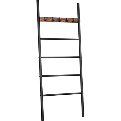 Imagen de HOOBRO Toallero Escalera,Toalleros de Baño, Escalera Estante, Perchero con 5 Removibles Ganchos, 60 x 177cm, Ahorra Espacio, Marco Metálico Estable, para Mantas, Ropa, Bufandas EBF60CJ01