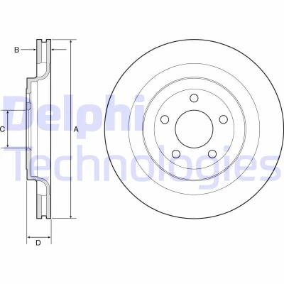 Imagen de DELPHI BG4832C Disco de freno 330 25 5 ventilado revestido sin procesar cojinete rueda, anillo sensor ABS FORD USA: Mustang Mk6 Coupé