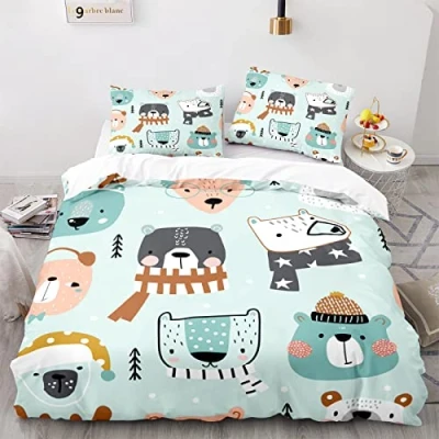 Imagen de Poliéster Fundas Nordicas Animales Nórdicos Antiarrugas Sin Hierro 135 X 200 Cm Cama 90 Viene con 2 De Almohada 40X75Cm.