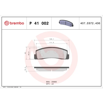 Imagen de BREMBO P 41 002 Juego de pastillas freno excl. contacto avisador desgaste sin accesorios LADA: Niva