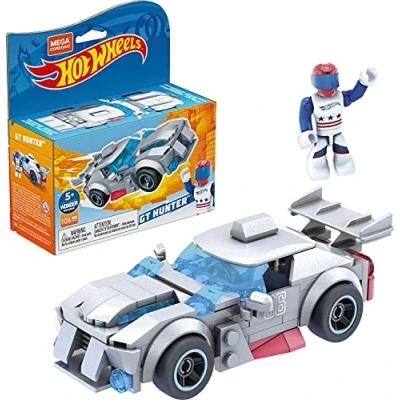 Imagen de Mega Construx Hot Wheels GT Hunter Coche de juguete bloques construcción, incluye figura, para niños +5 años (Mattel GVM32)
