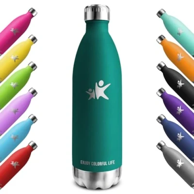 Imagen de KollyKolla Botella Termica 1 litro, Agua Acero Inoxidable, Termo Sin BPA, Cantimplora Reutilizable, Mantener Bebida 12H Caliente/24 Frío, para Niños, Adultos, Deporte, Escuela, Oficina