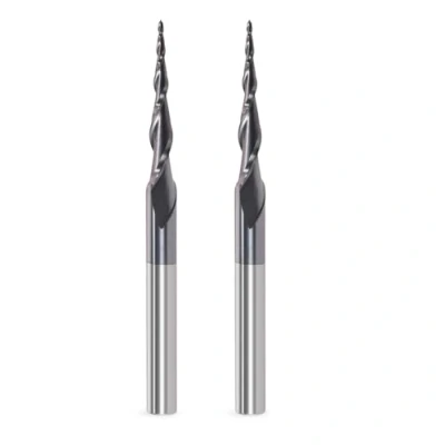 Imagen de Trvoxviq fresa cónica para fresadora CNC, vástago de 6 mm, 2 flautas, extremo HRC55, broca ranura en espiral, 0,5 mm radio CNC con revestimiento AlTiN grabado 2D y 3D