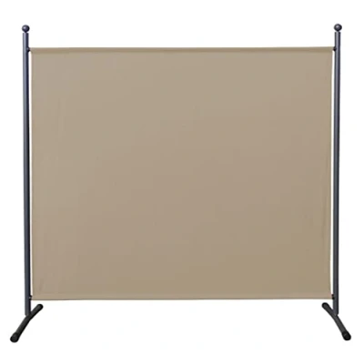 Imagen de QUICK STAR Paravent 180 x 178 cm Tela Separador de ambientes partición jardín Grande Biombo tabique balcón privacidad Beige