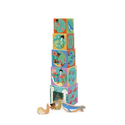 Imagen de SCRATCH 276181229 Torre apilable con 3 Animales de Madera, diseño océano, a Partir 12 Meses
