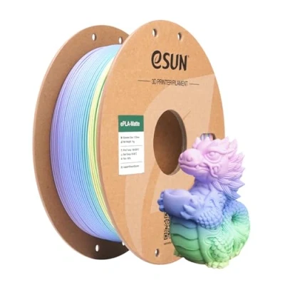 Imagen de eSUN Filamento PLA Arco Iris Mate 1.75mm, Multicolor Mate, Carrete de 1KG (2.2 LBS) Cambia Gradiente para Impresoras 3D,Macaron