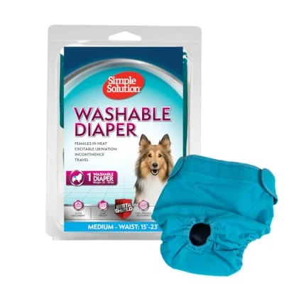 Imagen de Simple Solution Pañales Reutilizables Lavables para Perras, Absorbentes con Ajuste a Prueba de Fugas, Micción Excitable o Incontinencia, 1 x Pañal Pequeño