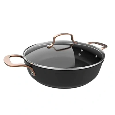 Imagen de Cecotec Olla Baja Polka Fantasy 28 Low Pot Golden. cm, Capacidad 7,1 L, Aluminio Forjado, Revestimiento antiadherente Platinum Plus Teflon, Libre PFOA, Apta para todo tipo de cocinas, Tapa