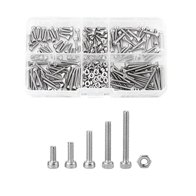 Imagen de Akozon Tornillo de Cabeza 210pcs M2.5 Tornillos Casquillo Acero Inoxidable SS304 Hexagonal Zócalo y Tuercas Assrotment Conjunto