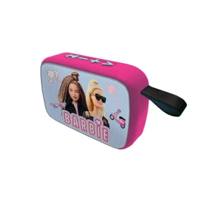 Imagen de Lexibook Mattel Barbie Altavoz Bluetooth portátil, inalámbrico, USB C, Tarjeta SD/TF, batería Recargable, Azul/Rosa (BT018BB)