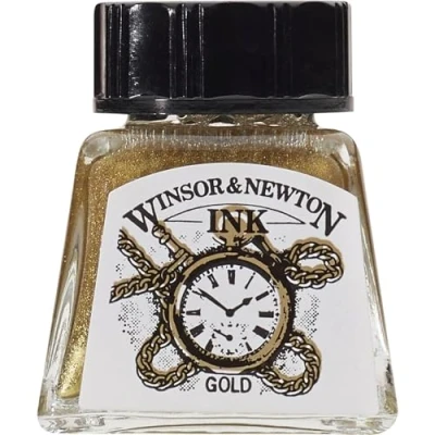 Imagen de Winsor &amp; Newton Drawing Ink Tinta de Dibujo, Dorado (Gold), 14ml