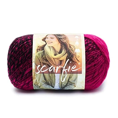 Imagen de Lion Brand Yarn Hilo Scarfie 826 213, Negro/Rosa Intenso, Acrílico, 21.59x12.065x12.065 cm, 285