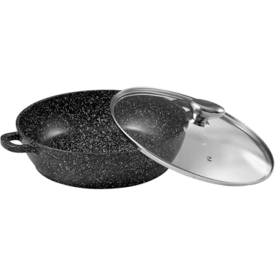 Imagen de Pradel Excellence PCUI001016 Olla de cocción lenta aluminio fundido premium Ø28 cm, tapa cristal, revestimiento antiadherente, mango extraíble, color negro