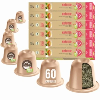 Imagen de La Natura Lifestyle té de hierbas orgánicas cápsulas 100% compostables industrialmente Respetuoso con el medio ambiente 60 para máquinas Nespresso®3