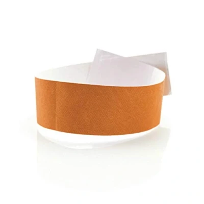 Imagen de Fun Fan Line 200 unidades Pulseras identificativas 19 mm de papel tyvek. control numeradas con cierre adhesivo. Intransferible y resistente al agua. (Color Naranja)