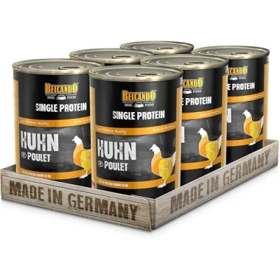 Imagen de Belcando Single Protein Lata [6x400g Pollo] Comida húmeda variada para Perros Monoproteína alimento húmedo