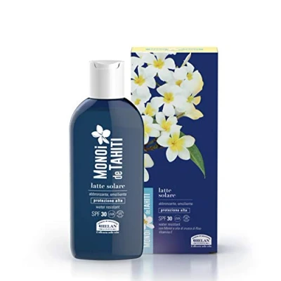 Imagen de Helan, Monoi De Tahiti, Leche Solar SPF 30, Protector Facial Anti Eritema Crema 30 contra Quemaduras y Daños del Sol Hidratante Corporal Resistente al Agua 200 ml