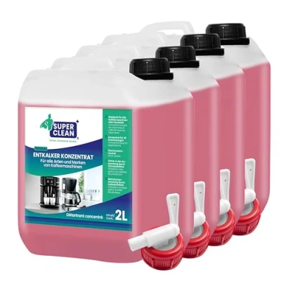Imagen de SUPER CLEAN 4 x 2000 ml Universal Descalcificador Cafetera automática Líquido Para todas las máquinas y marcas 80 Efectivo de Cafeteras, Hervidores