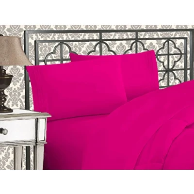 Imagen de Elegant Comfort Juego de sábanas Microfibra Lujoso 1500 Hilos Hotel, Tres líneas Bordadas, 4 Piezas, Resistente a Las Arrugas y decoloración, California King, Rosa