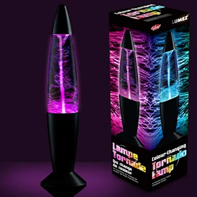 Imagen de Lámpara LED de tornado, color negro, con cambio color, aprox. 35 cm alto, funciona pilas, decoración para el hogar