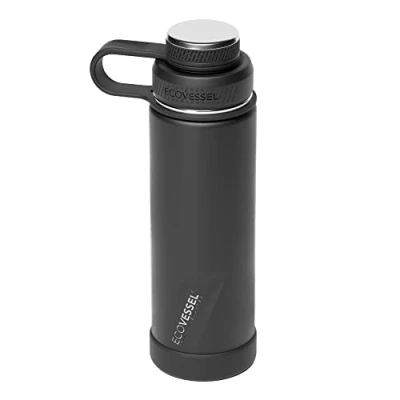 Imagen de ECOVESSEL Boulder 20oz Botella de agua fría o caliente acero inoxidable con triple aislamiento, sombra negra