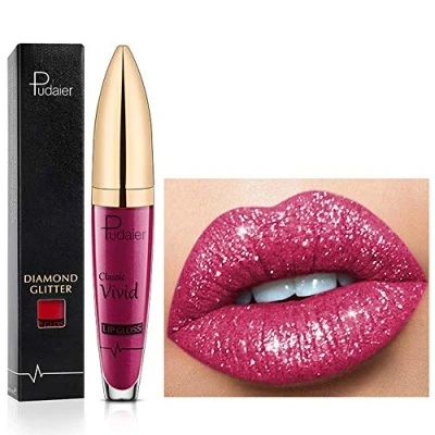 Imagen de Lápiz labial de brillo labios con diamante 18 colores líquido mate brillante, Barra antiadherente larga duración Labio suave natural (14)