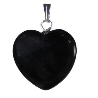 Imagen de Lebensquelle Plus colgante de corazón Obsidiana negra piedras preciosas 2 x cm con ojal, Obsidiana,