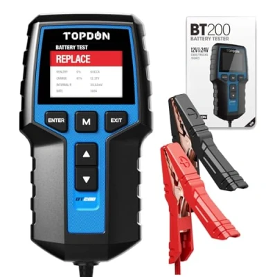 Imagen de TOPDON BT200 Comprobador de Baterías Coche, 12V 24V 100 2000CCA, con prueba batería, arranque y del sistema carga para coches, Pantalla color 2.4&quot;