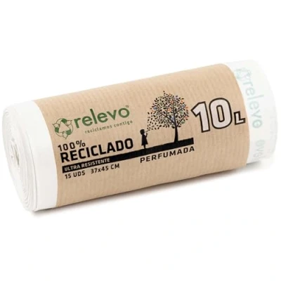 Imagen de Relevo 100% Reciclado bolsas Basura Perfumadas, extra resistentes 10 L, 15 con autocierre