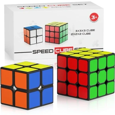 Imagen de Vdealen Speed Cubo Magico 2x2 3x3 Magic Cube, Liso de Velocidad para Principiantes y Usuarios Avanzados, Regalo Niños Adolescentes Adultos(Pegatinas)
