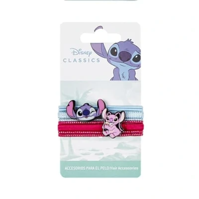 Imagen de Pack de 8 Coleteros Stitch Color Azul y Rosa Elaboradas con Materiales Resistentes Clip la cara Angel Producto Original Diseñado en España