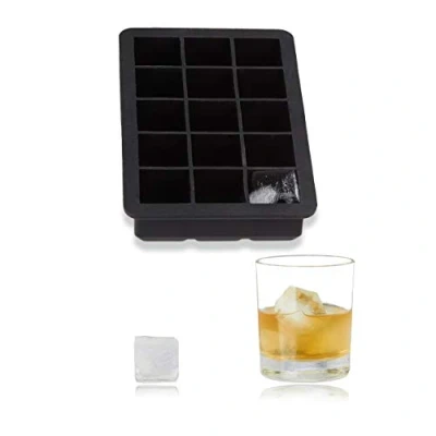Imagen de Relaxdays Cubitera Silicona, Molde Cubitos Hielo de 2,5 cm, Hielera, 3 x 15 9,5 Negro, 9.5 cm