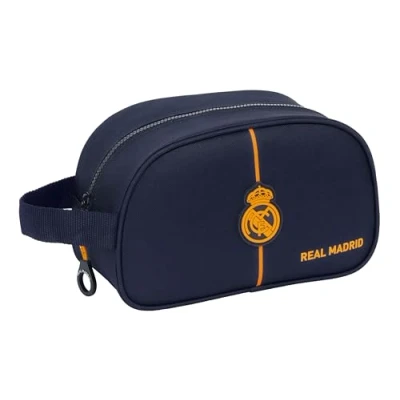 Imagen de REAL MADRID 2ª EQUIPACIÓN 24/25 Neceser Escolar Infantil Mediano con Asa, Infantil, Adaptable a Carro, Fácil Limpieza, Cómodo, Versátil, Calidad y Resistencia, 26x12x15 cm, Color Azul Marino