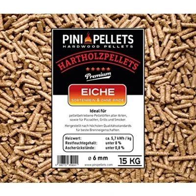 Imagen de Pellets de madera dura 6 mm PINI 15 kg para calefacción, asar, ahumar