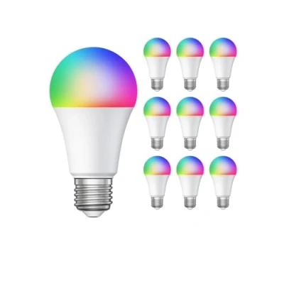 Imagen de ledscom.de 10 unidades E27 bombillas LED RGB, A60, blanco cálido frío (3000 6500 K), 9,4 W, 892lm, Smart Home, WLAN, Alexa, mate