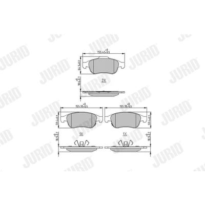 Imagen de JURID 573766J Juego de pastillas freno con avisador acústico desgaste clip émbolo sin accesorios JEEP: Renegade SUV, FIAT: 500X