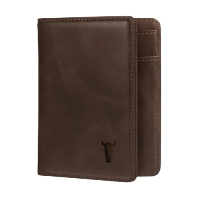 Imagen de TORRO Bifold Cartera de Cuero Genuino Primera Calidad con protección RFID (Marrón Oscuro)