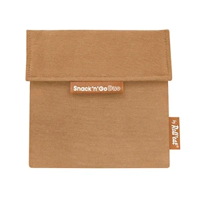 Imagen de Roll&#039;eat ® Snack&#039;n&#039;Go Duo Nature Porta Sandwich Reutilizable, Bolsa Ecológica sin BPA, Bocadillo, Color Marrón