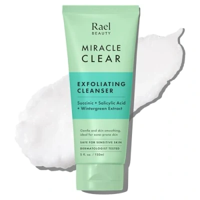 Imagen de Rael Face Wash, limpiador exfoliante Miracle Clear facial para pieles grasas y propensas al acné, suave, hidratante, con ácido succínico minerice, vegano