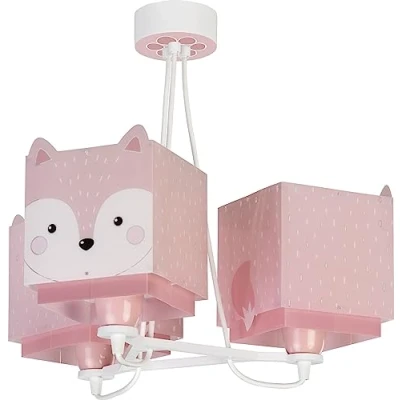 Imagen de Dalber Lámpara infantil de Techo Colgante 3 luces Little Fox Zorro Rosa Animales