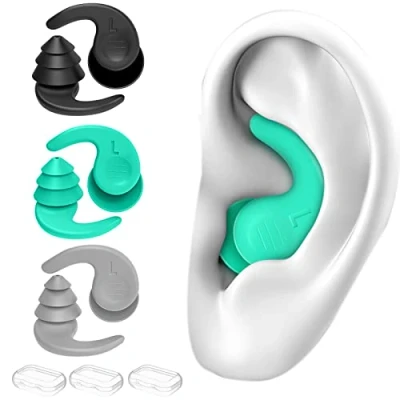 Imagen de Tapones Oidos Natación para Adulto, 3 Pares de Silicona Natacion,Tapones los Oídos nadar, surfear Adulto