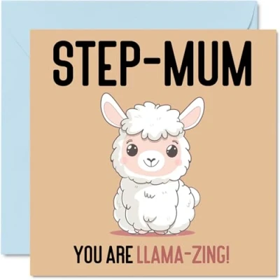 Imagen de Stuff4 tarjetas de cumpleaños para madrastra Llama Zing Divertida tarjeta feliz hijastra, del día la madre madrastra, 145 mm x mm,