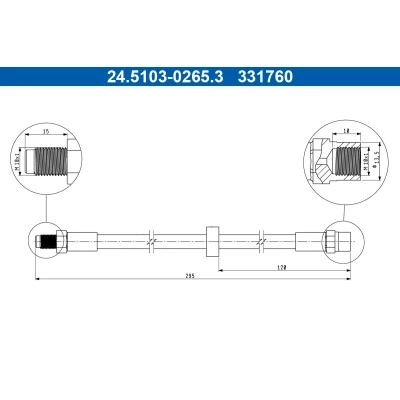 Imagen de ATE 24.5103 0265.3 Latiguillos de Freno 295mm M10x1mm VOLVO: V70 2, S60 I, S80 I