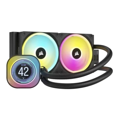 Imagen de CORSAIR iCUE LINK H100i Refrigerador Líquido LCD Para CPU 240mm AIO Ventiladores QX120 RGB Pantalla IPS de 2.1&quot; Se Adapta a Intel LGA 1700, AMD AM5 Hub Incluido Negro